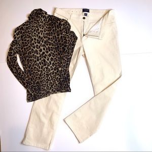 Chaps Corduroy Pants, Winter White ,Size 14